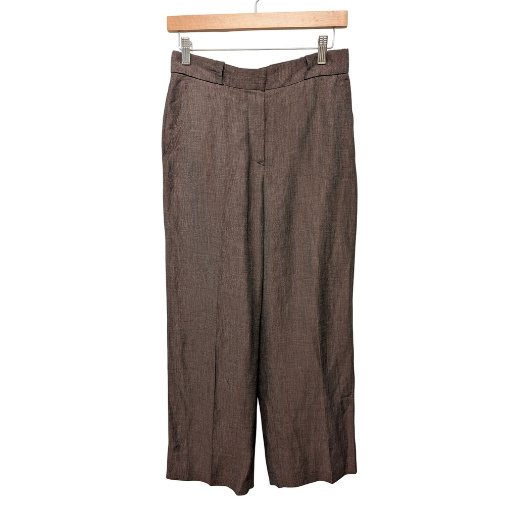 Max Mara Brown Linen Viscose Wide Leg Trousers Pants Career Office Quiet Luxury